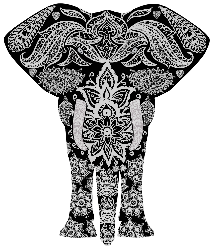 Onlinelabels clip art  floral pattern elephant 2